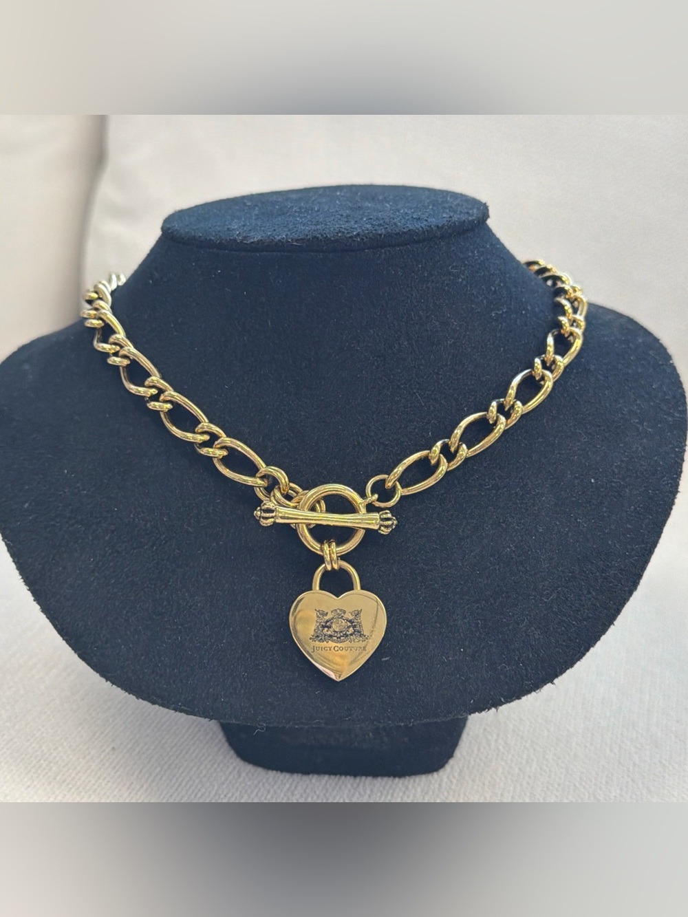 Juicy Couture Vintage Heart Gold Tone Chain Necklace Heavy 16" Y2K Royal Rare - Picture 4 of 8